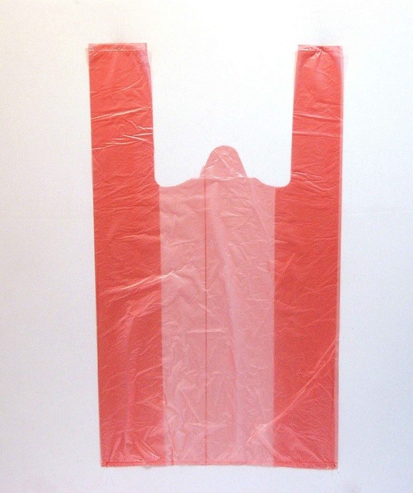 Красный полиэтиленовый пакет с ручками в Москве - купить оптом от производителя ПК Котово Полимер